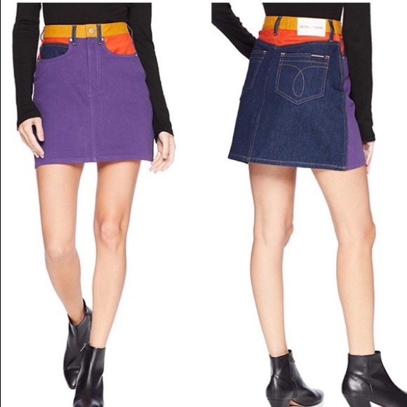 Calvin Klein Dresses & Skirts - Calvin Klein Purple Color Block Mini Skirt